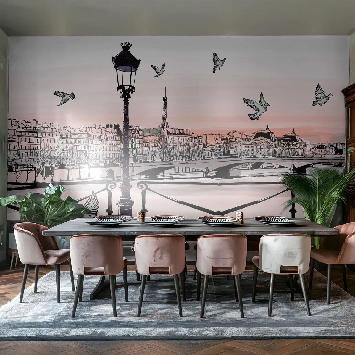 Självhäftande Fototapet Deluxe Sticker - Över Paris tak - Arkitektur, Stad, Paris - 250x175 cm