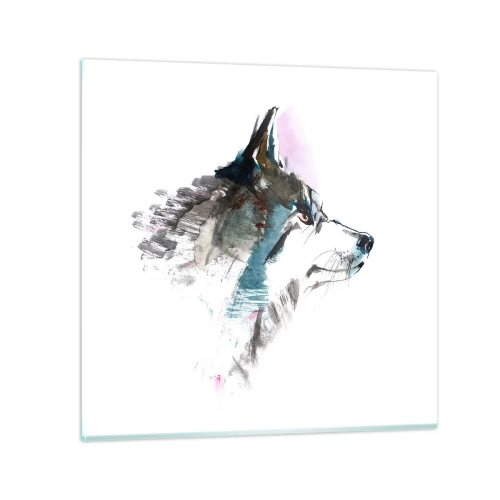 Glastavla - Bild på glas - Vargen är här - 30x30 cm