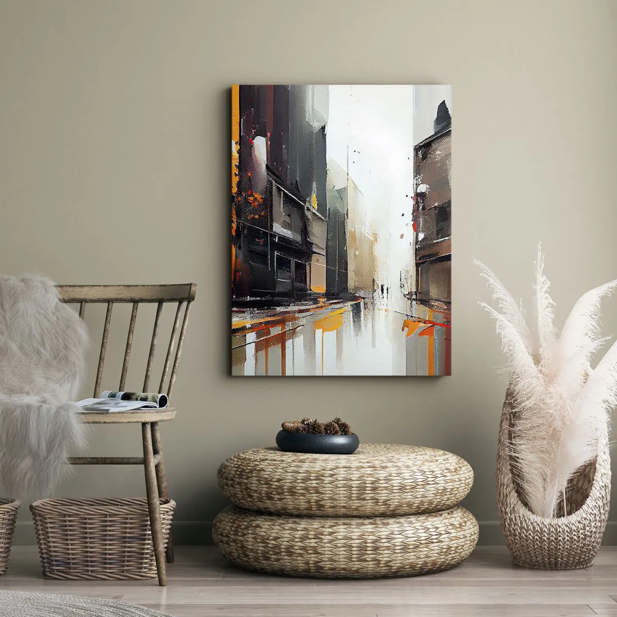 Canvastavla - Bild på duk - Regnig dag - 45x80 cm