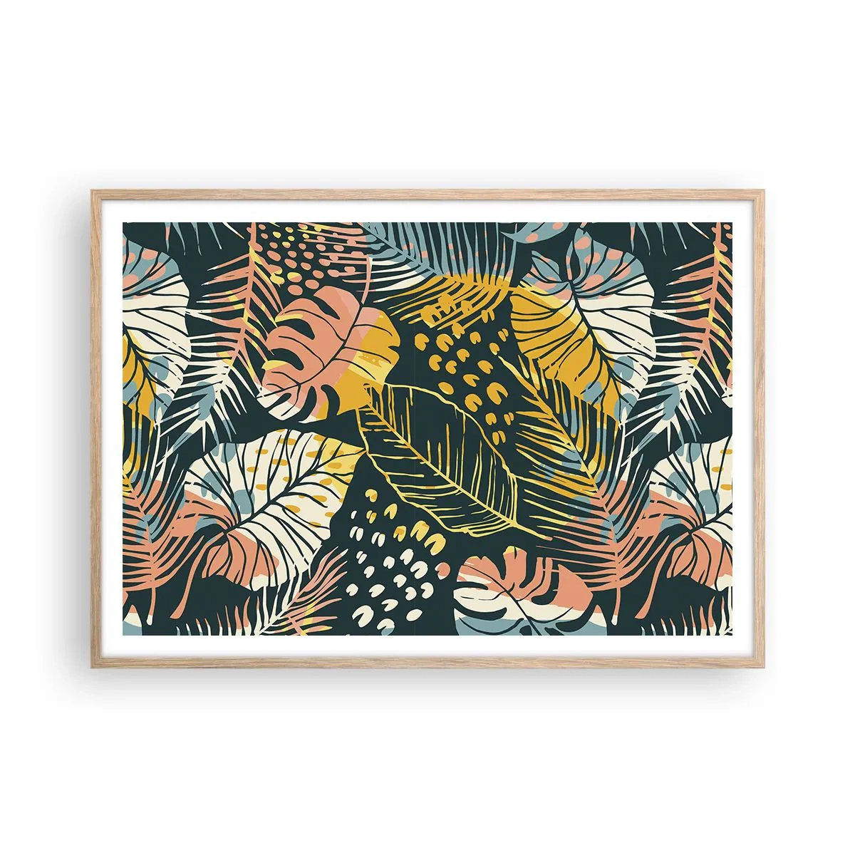 Affisch i ram av ljusek - Lövfantasi - 100x70 cm