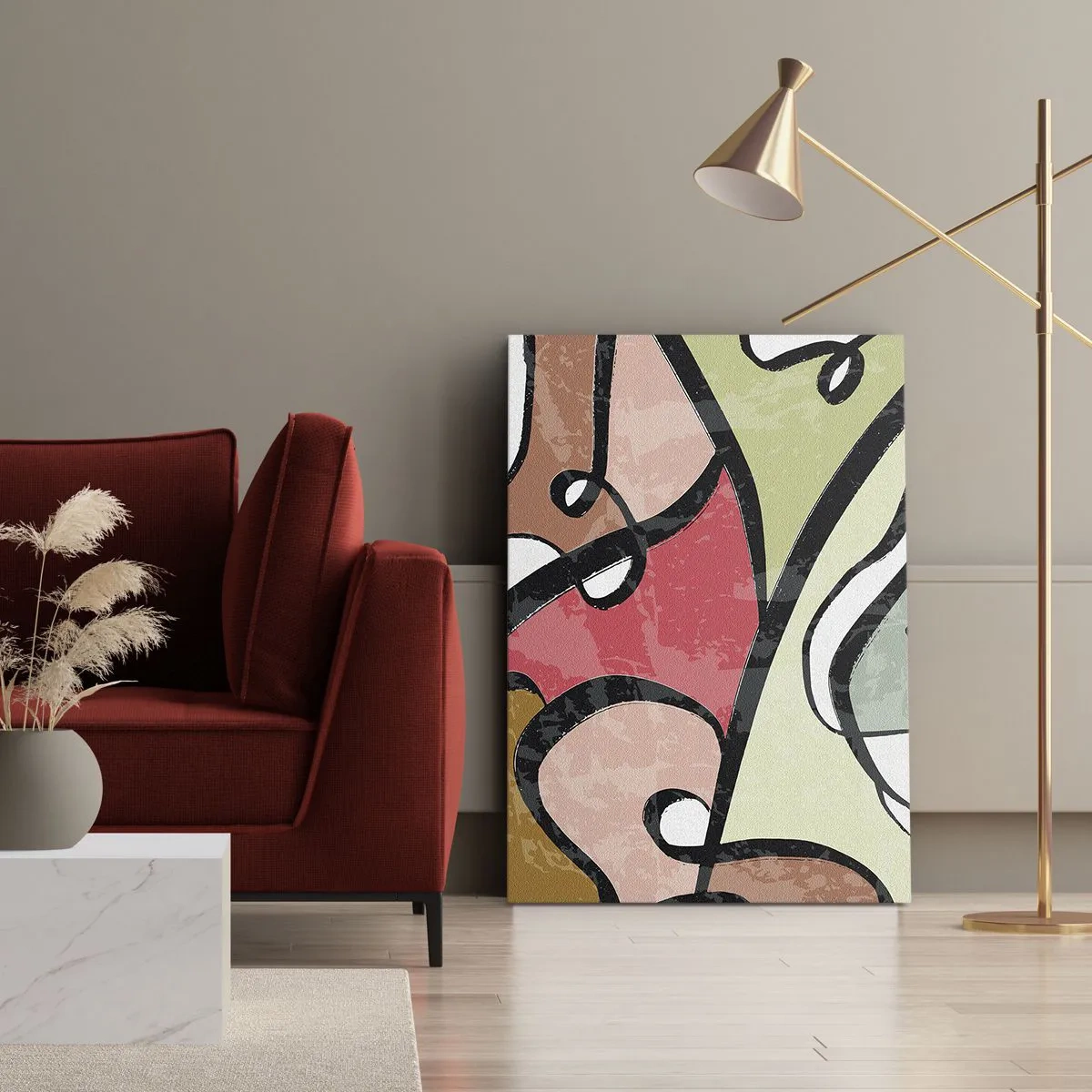 Canvastavla - Bild på duk - Pirouetter bland färger - 45x80 cm