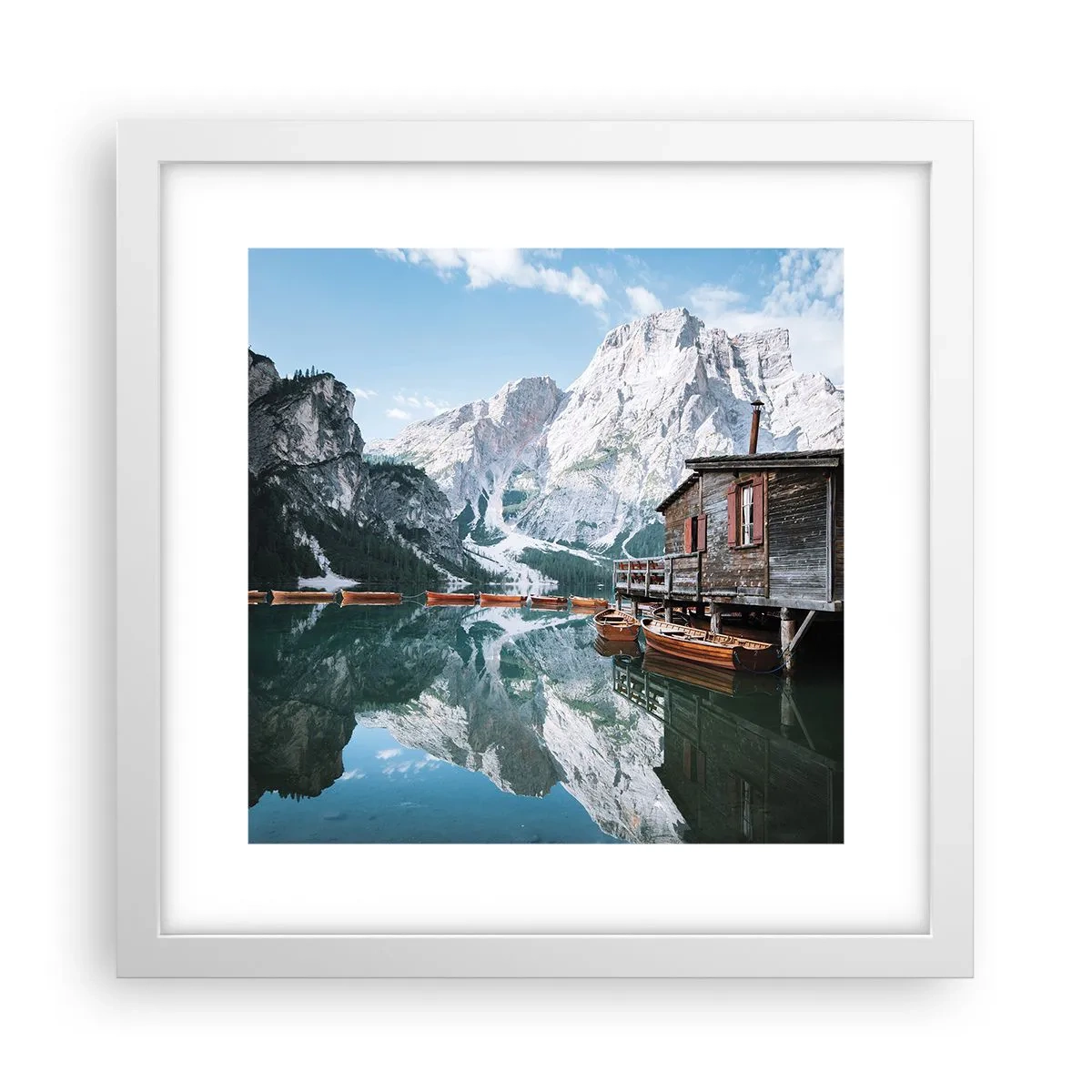 Affisch i vit ram - Kristallklar fjällmorgon - 30x30 cm