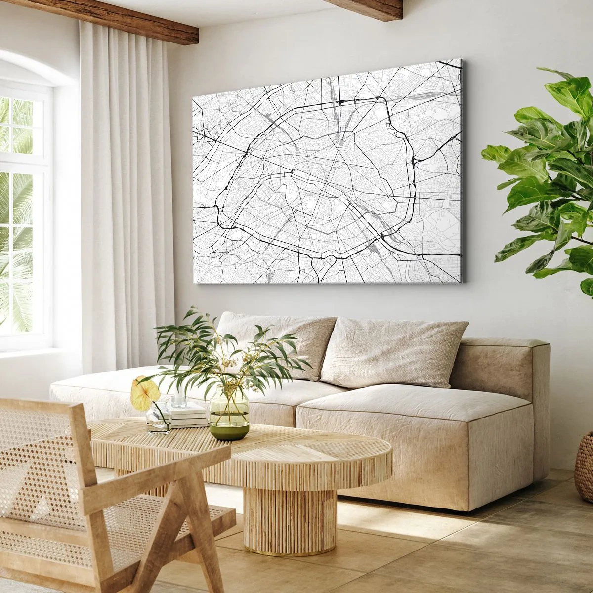 Canvastavla - Bild på duk - Paris blomma - 70x50 cm
