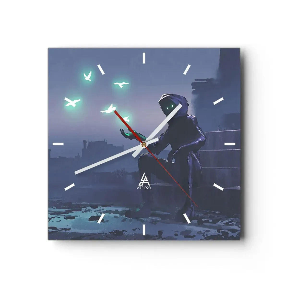 Väggklocka - Klocka på glas - Livet kommer tillbaka - 30x30 cm