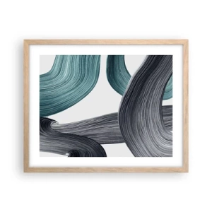 Affisch i ram av ljusek - Smaragd och svarta spår - 50x40 cm