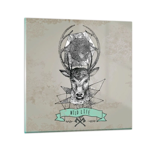 Glastavla - Bild på glas - Den heliga Hubertus vision - 30x30 cm