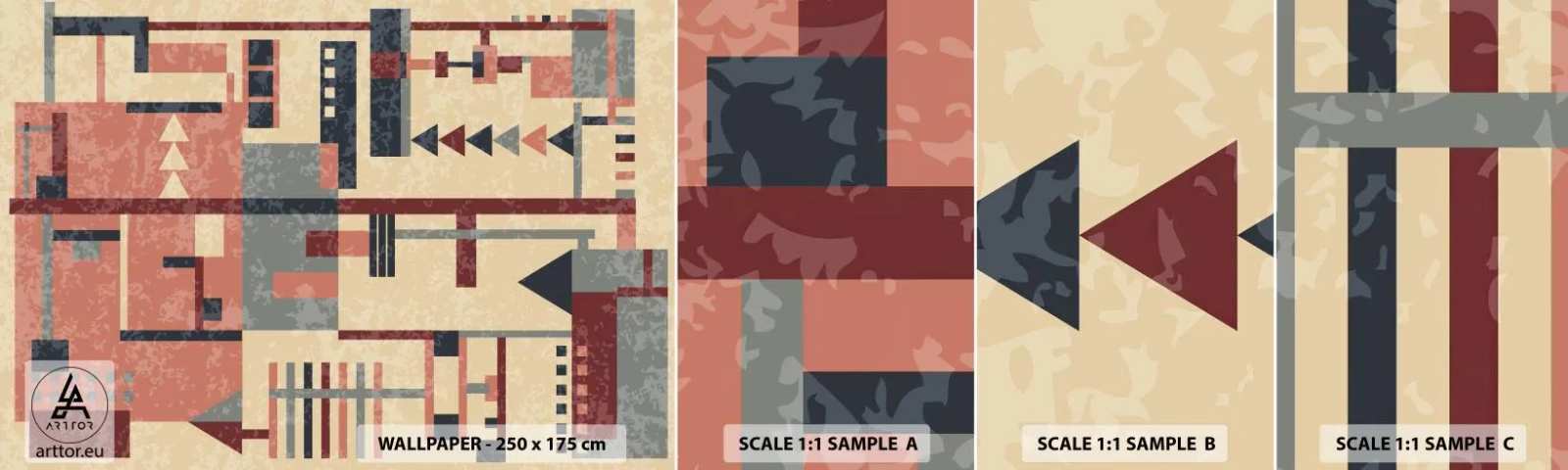 Fototapet Prov Standard Eco - Kombination av vertikala och horisontella element - Abstraktion, Bit, Modernt mönster - 100x30 cm