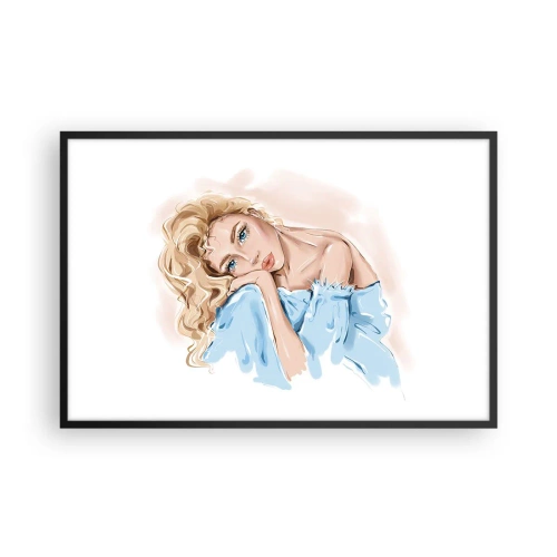 Affisch i svart ram - Drömmande i blått - 91x61 cm