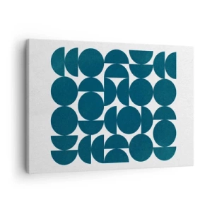 Canvastavla - Bild på duk - Geometriska former i nyanser av marinblått på vit bakgrund - 70x50cm - Cirklar och halvcirklar - Modern väggdekoration för vardagsrum och sovrum ARTTOR