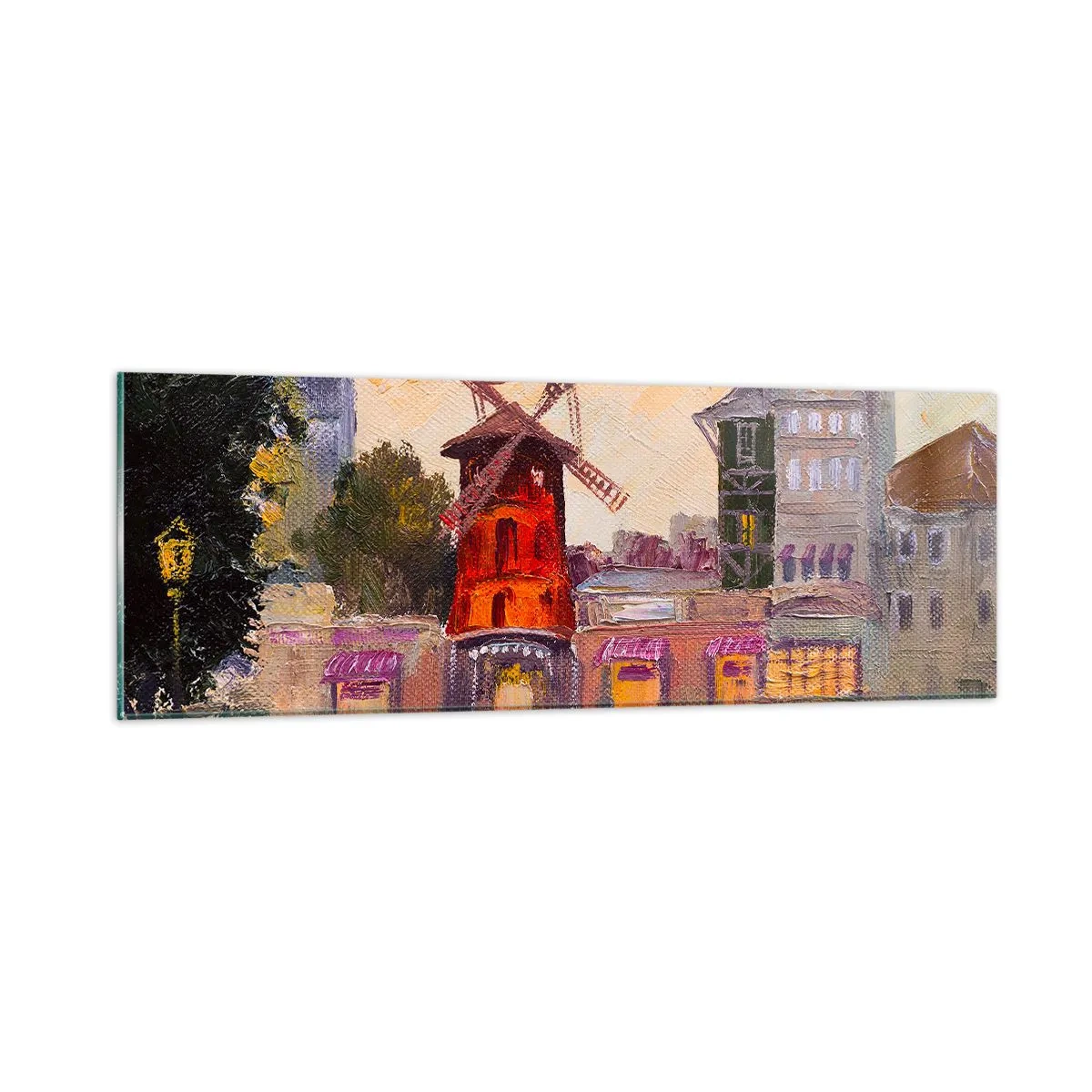 Glastavla - Bild på glas - Ikoner av Paris – Moulin Rouge - 90x30 cm