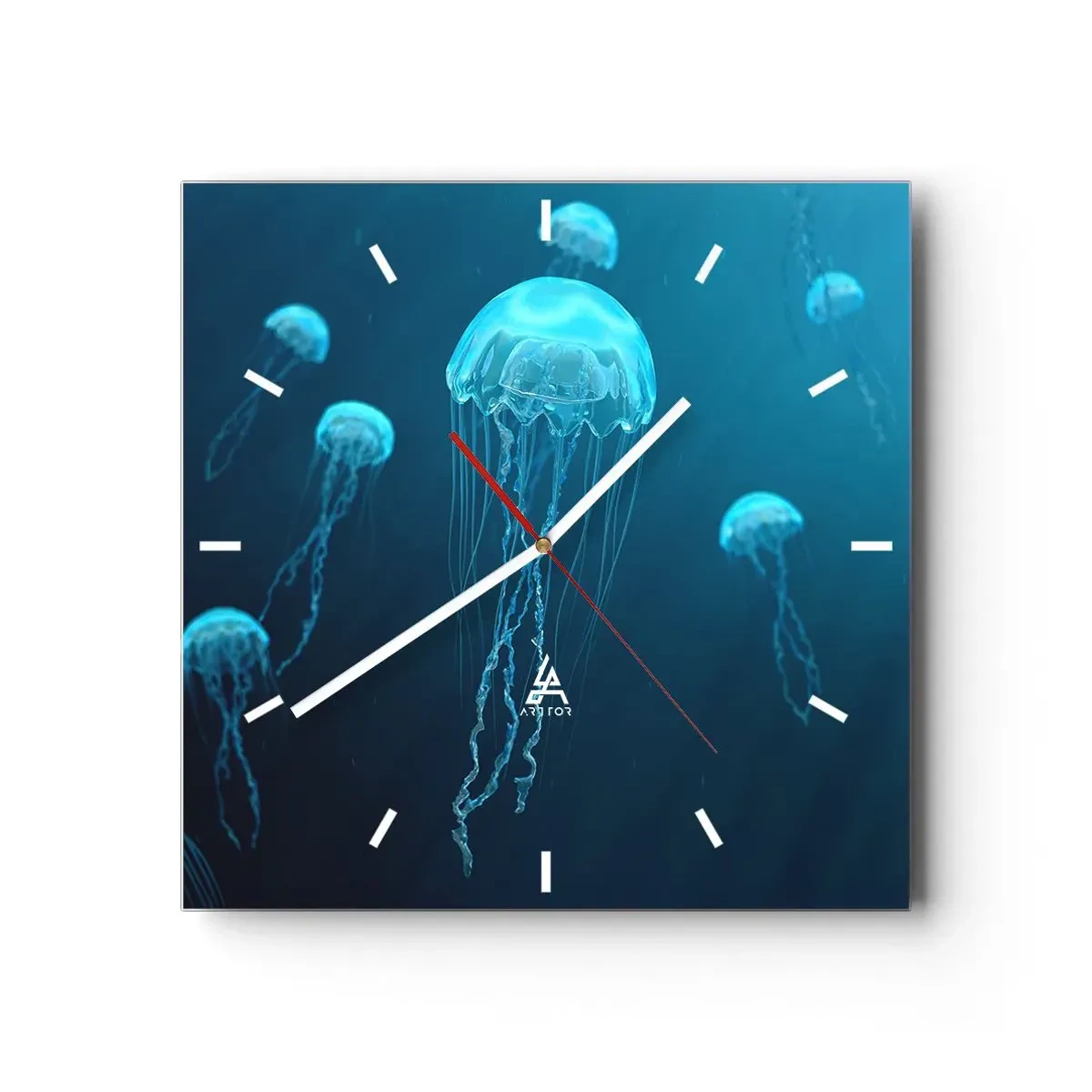 Väggklocka - Klocka på glas - Havets dans - 40x40 cm