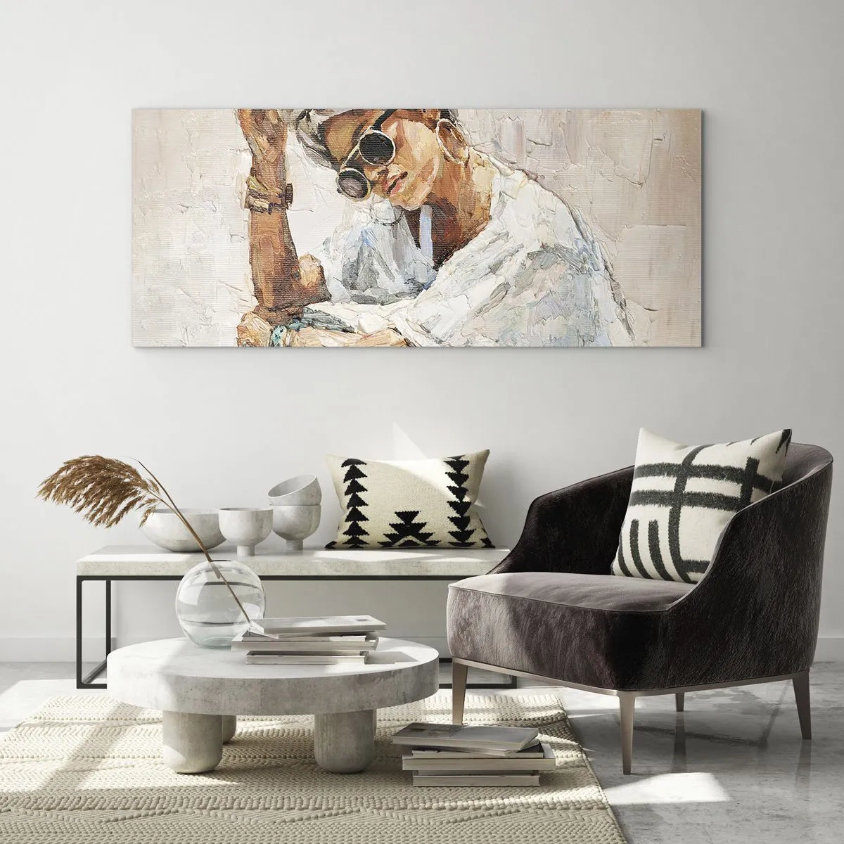 Glastavla - Bild på glas - Porträtt i fullt solljus - 100x40 cm