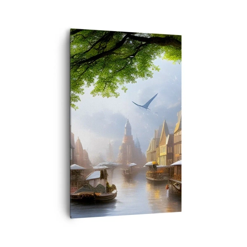 Canvastavla - Bild på duk - Holländsk stadsbild - 80x120 cm