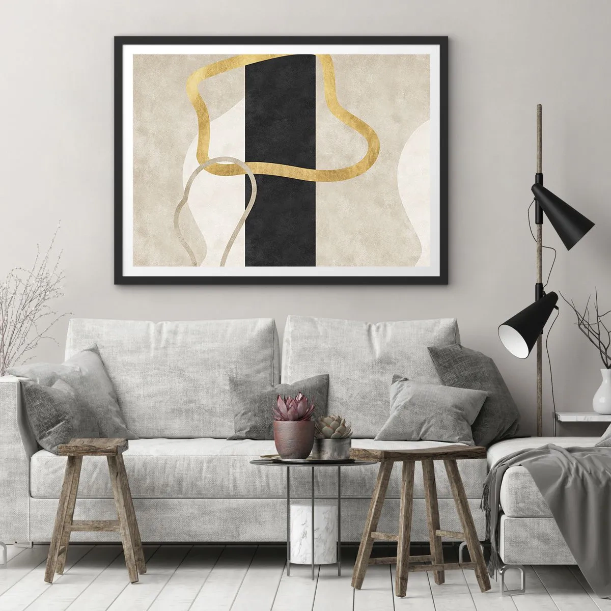 Affisch i svart ram - Slingrande former - 70x50 cm