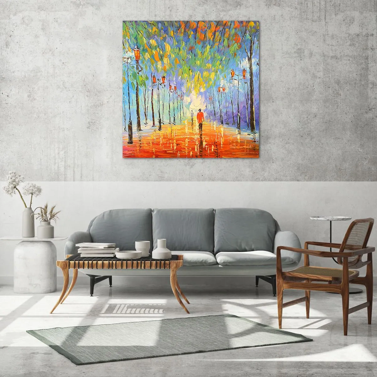 Glastavla - Bild på glas - Regnets nattvisa - 40x40 cm