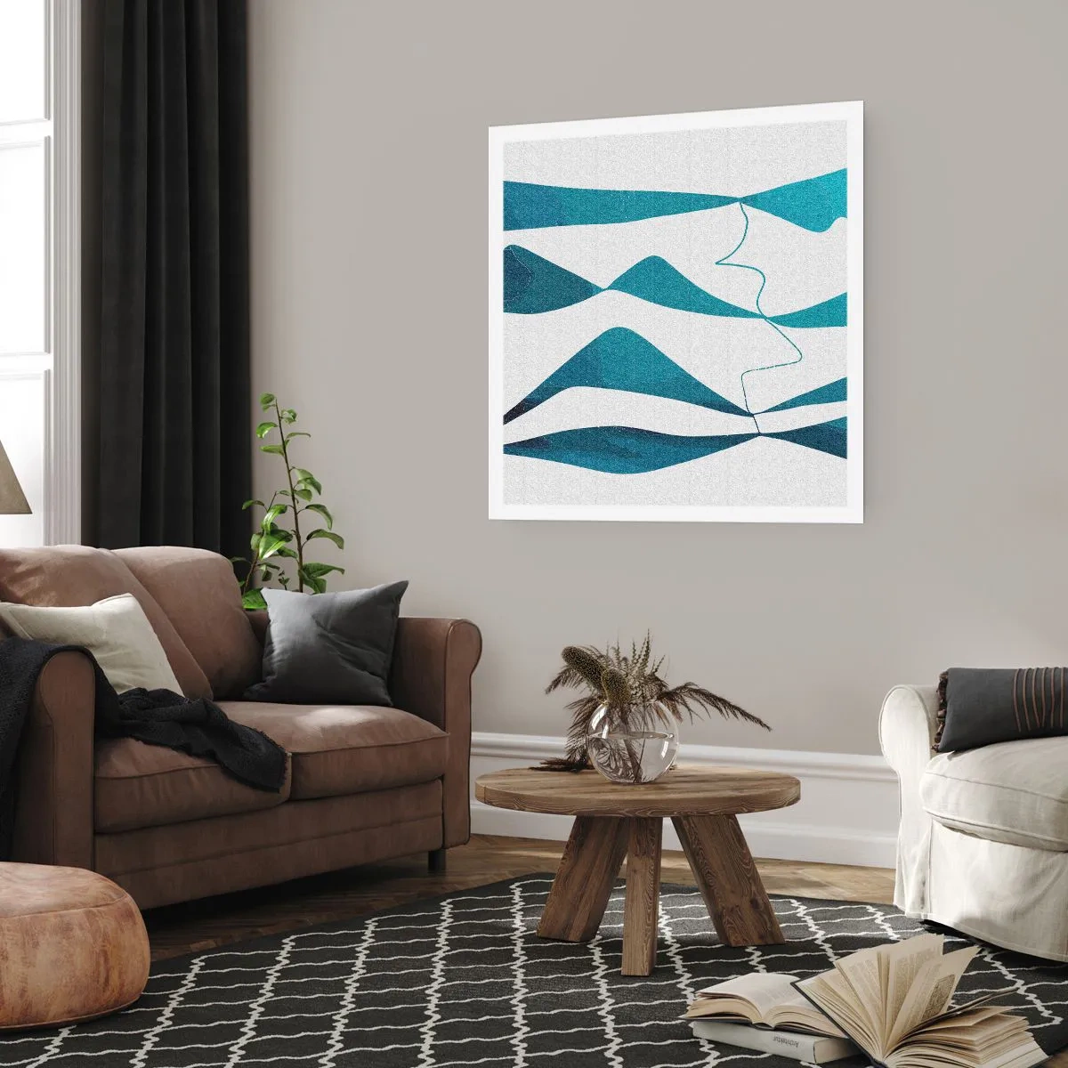 Affisch - Abstraktion: en turkos förening - 60x60 cm