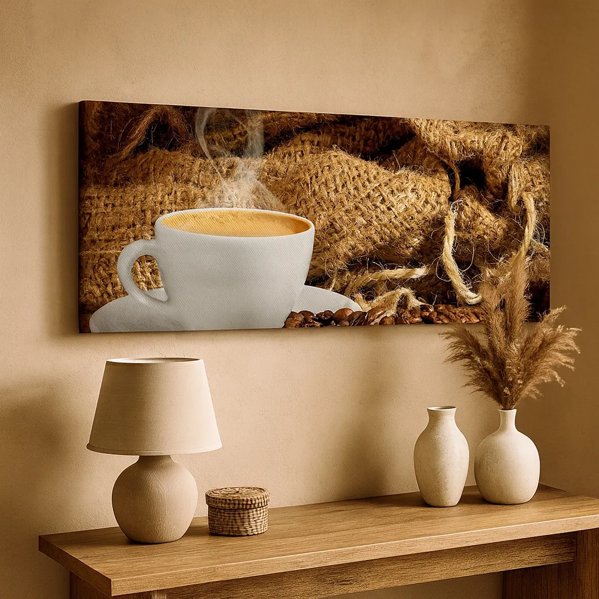 Canvastavla - Bild på duk - Mokkadoft och honungtjock dryck - 30x30 cm