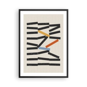 Affisch i svart ram - Abstrakt geometrisk komposition med färgglada accenter - 50x70cm - Domino - komposition - Modern väggdekoration för vardagsrum och sovrum ARTTOR