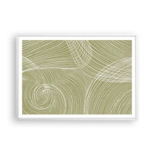 Affisch i vit ram - Intrikat abstraktion i vitt - 100x70 cm