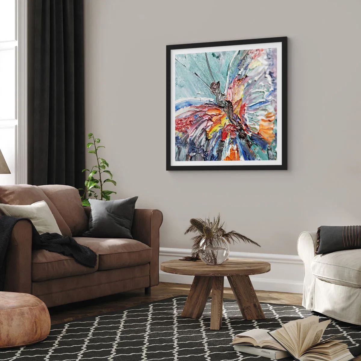 Affisch i svart ram - Målad av naturen - 40x40 cm