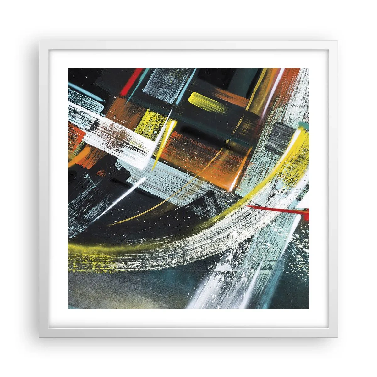 Affisch i vit ram - Rörelsens energi - 50x50 cm