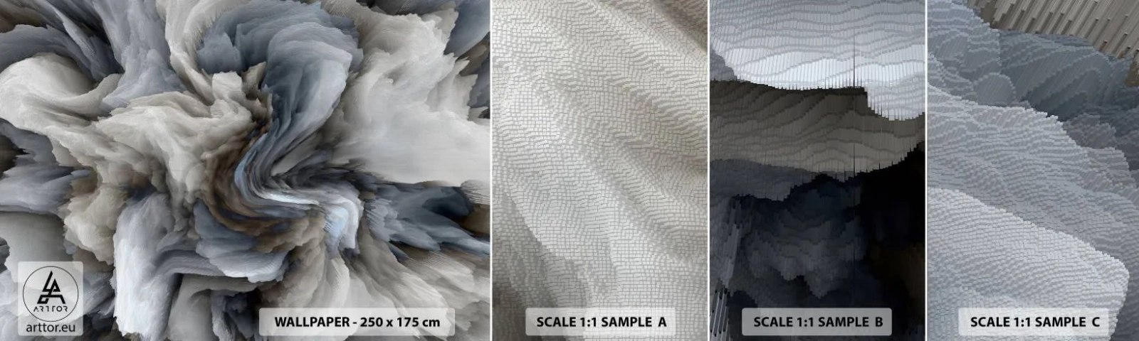 Provbit av självhäftande fototapet Deluxe Sticker - Sten och blomma - 3D, Tredimensionell, Bit - 100x30 cm