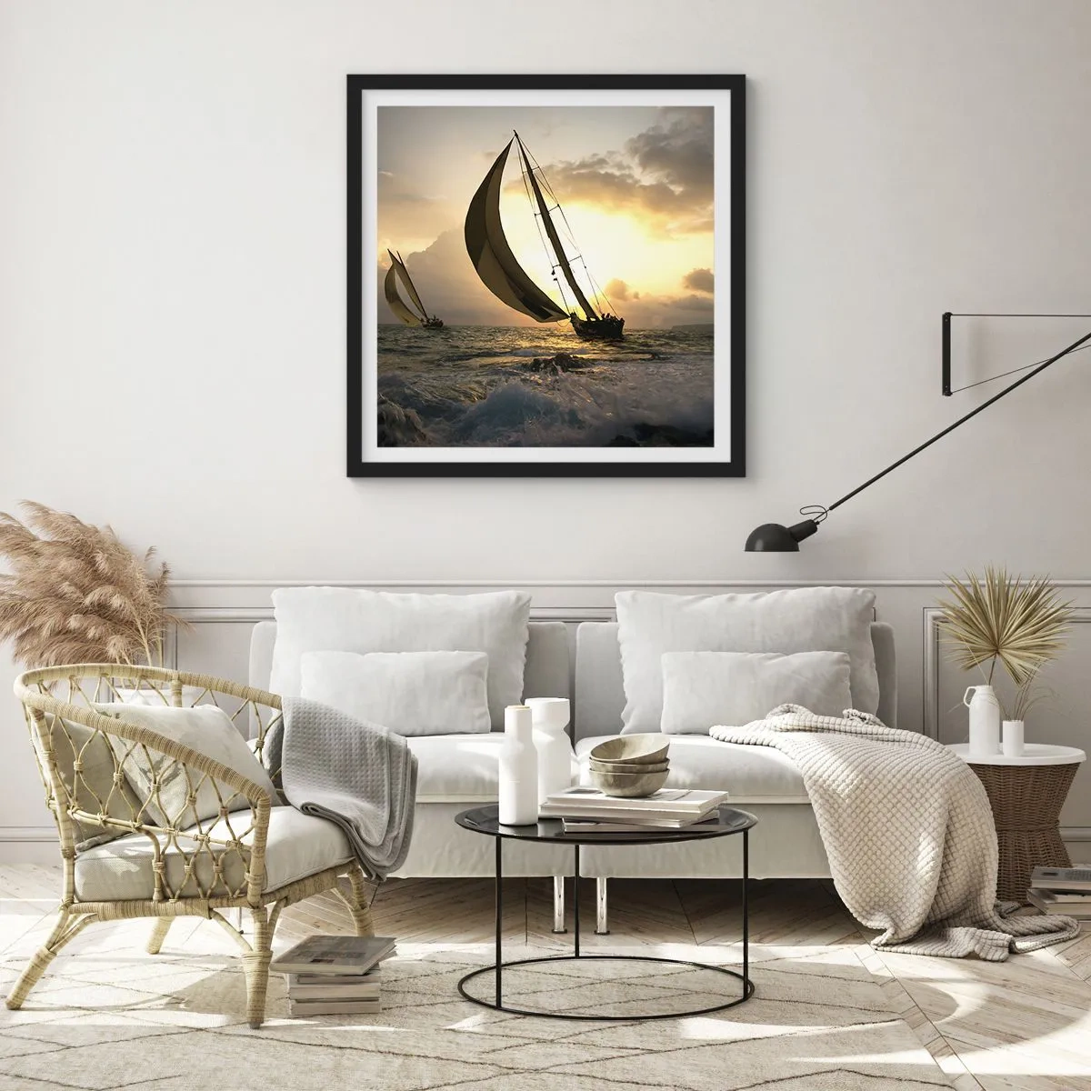 Affisch i svart ram - Med och mot vinden - 60x60 cm