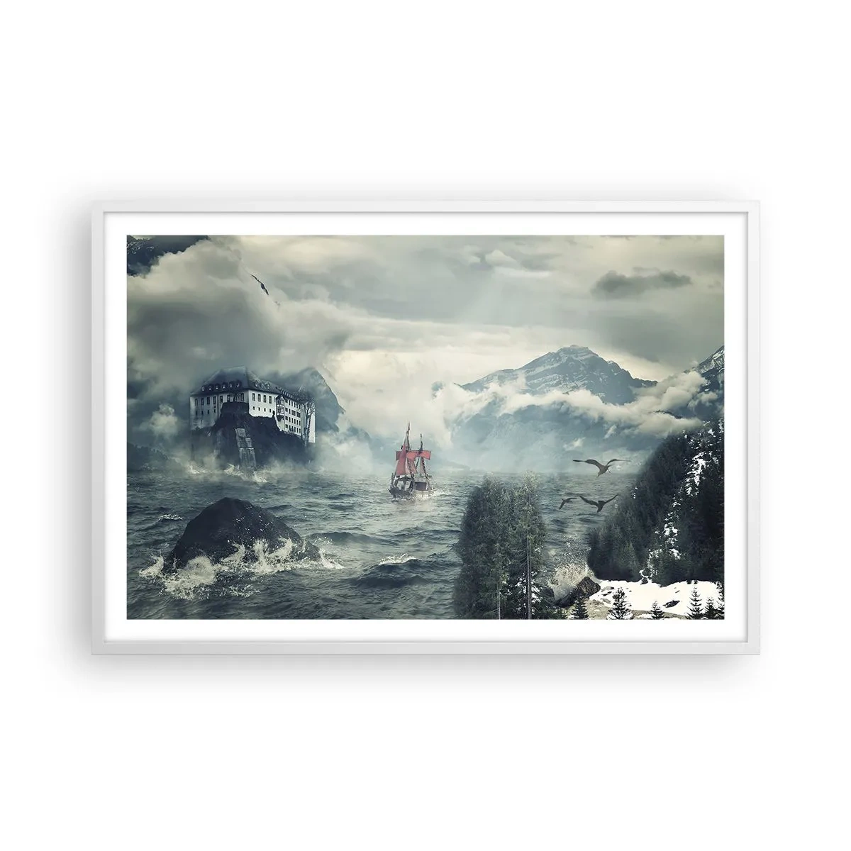 Affisch i vit ram - På magiska vatten - 91x61 cm