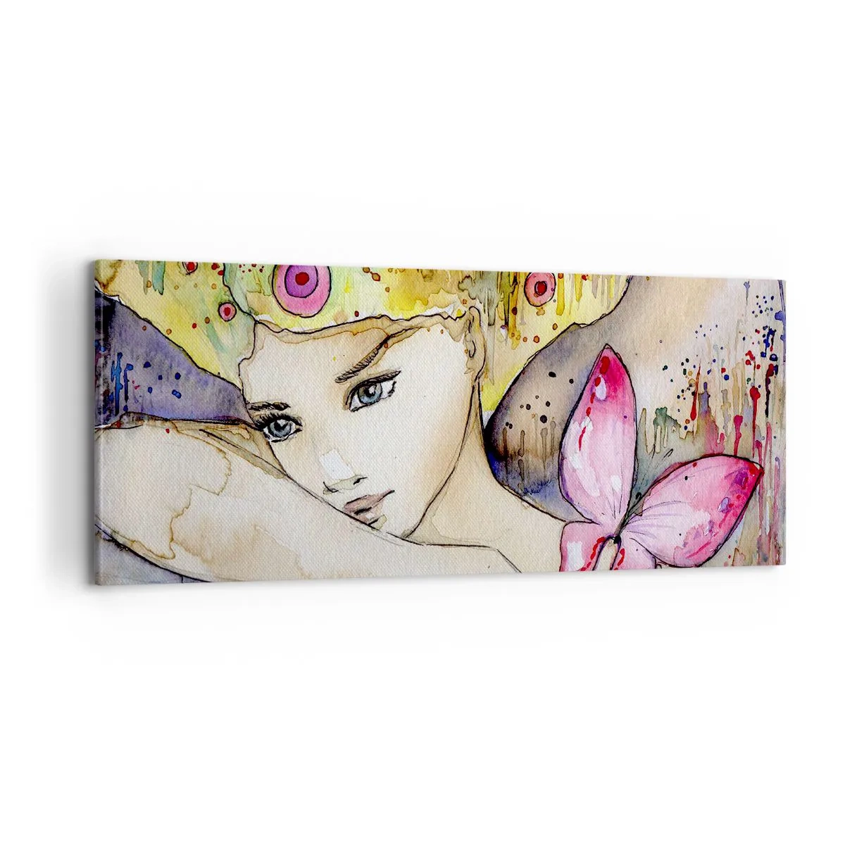 Canvastavla - Bild på duk - fjärilprincessa - 100x40 cm