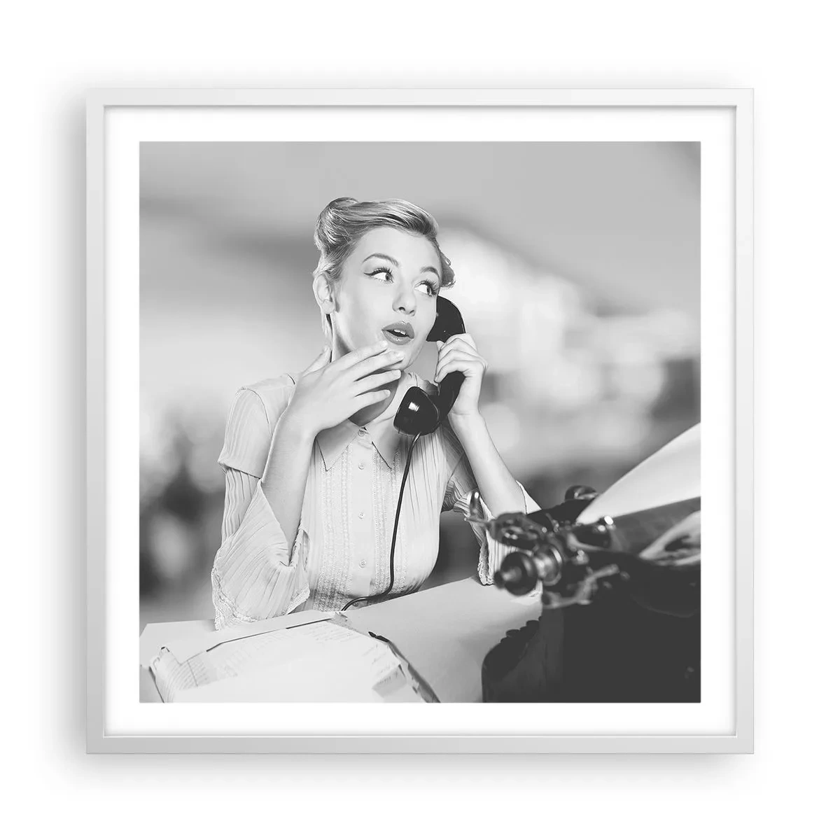 Affisch i vit ram - Hallå, tillbaka till 50-talet. - 60x60 cm