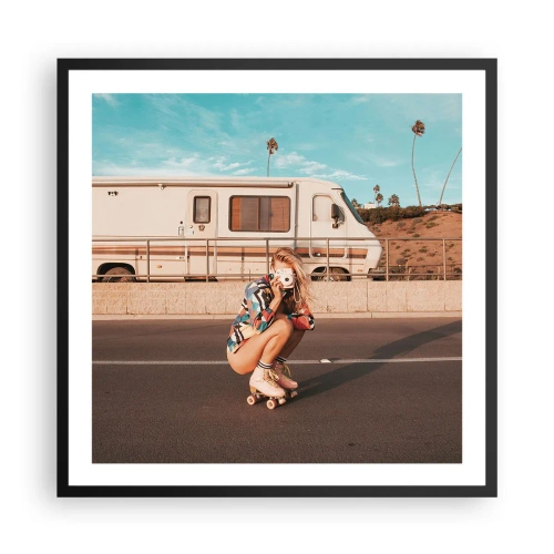 Affisch i svart ram - Ett leende, tack! - 60x60 cm