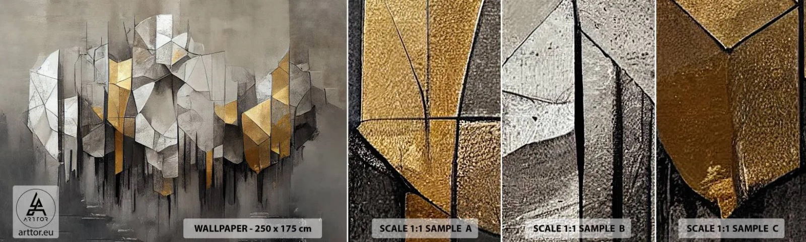 Fototapet Prov Standard Eco - Komposition av is och ljus - Abstraktion, Bit, Art déco - 100x30 cm