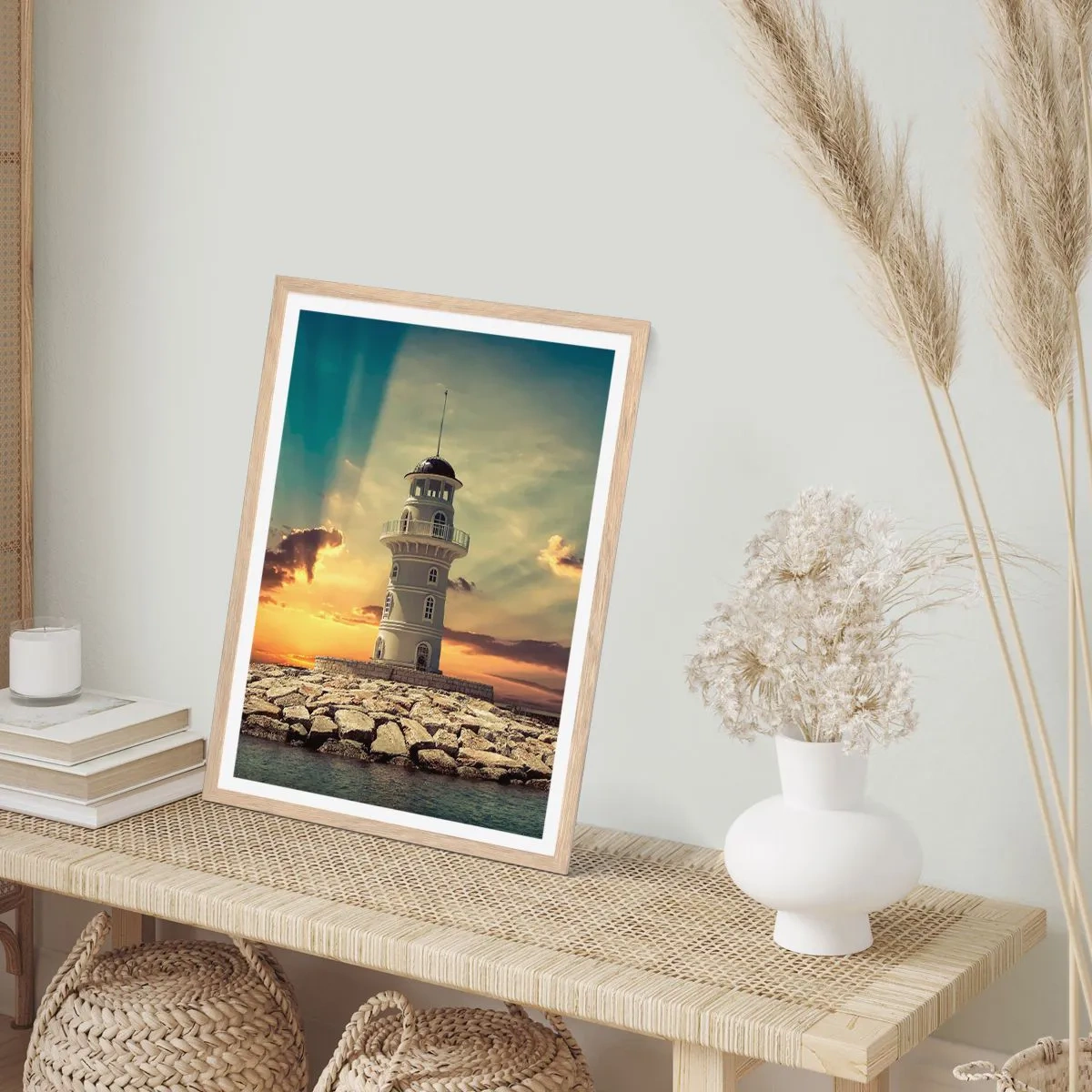 Affisch i ram av ljusek - Ljus - Godhet - Skönhet - 70x100 cm