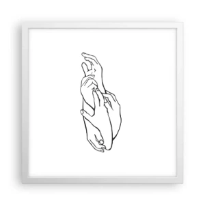 Affisch i vit ram - Hand i hand - 40x40 cm