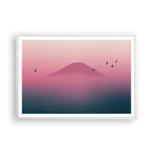 Affisch i vit ram - Vandrare över molnen - 100x70 cm