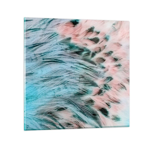 Glastavla - Bild på glas - Safir-rosa dun - 70x70 cm
