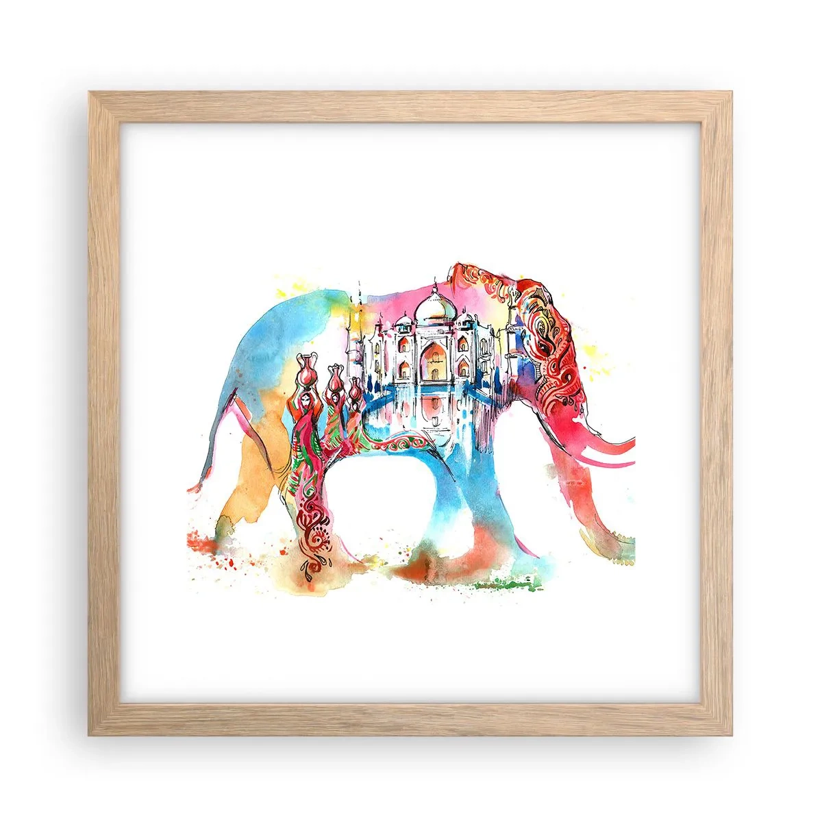 Affisch i ram av ljusek - Indien - kärlekens aura - 30x30 cm