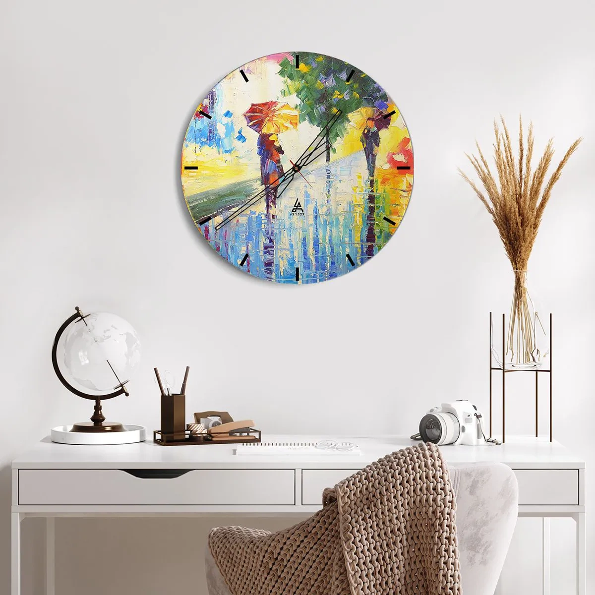 Väggklocka - Klocka på glas - Allt klart - 40x40 cm