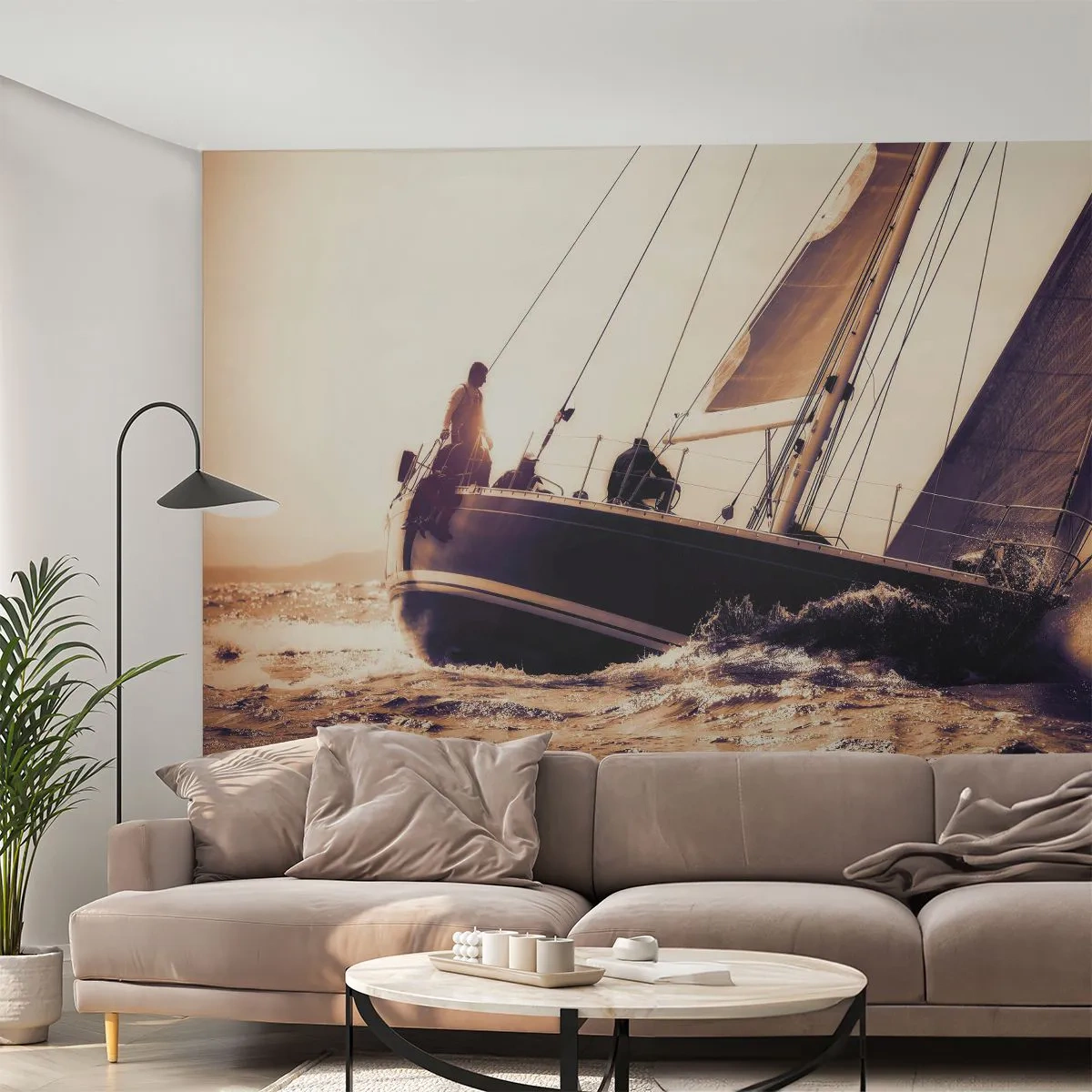 Självhäftande Fototapet Deluxe Sticker - Segla seglaren - Yacht, Hav, segling - 250x175 cm