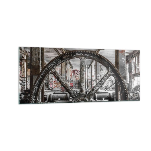 Glastavla - Bild på glas - Fabrikens hemliga liv - 100x40 cm