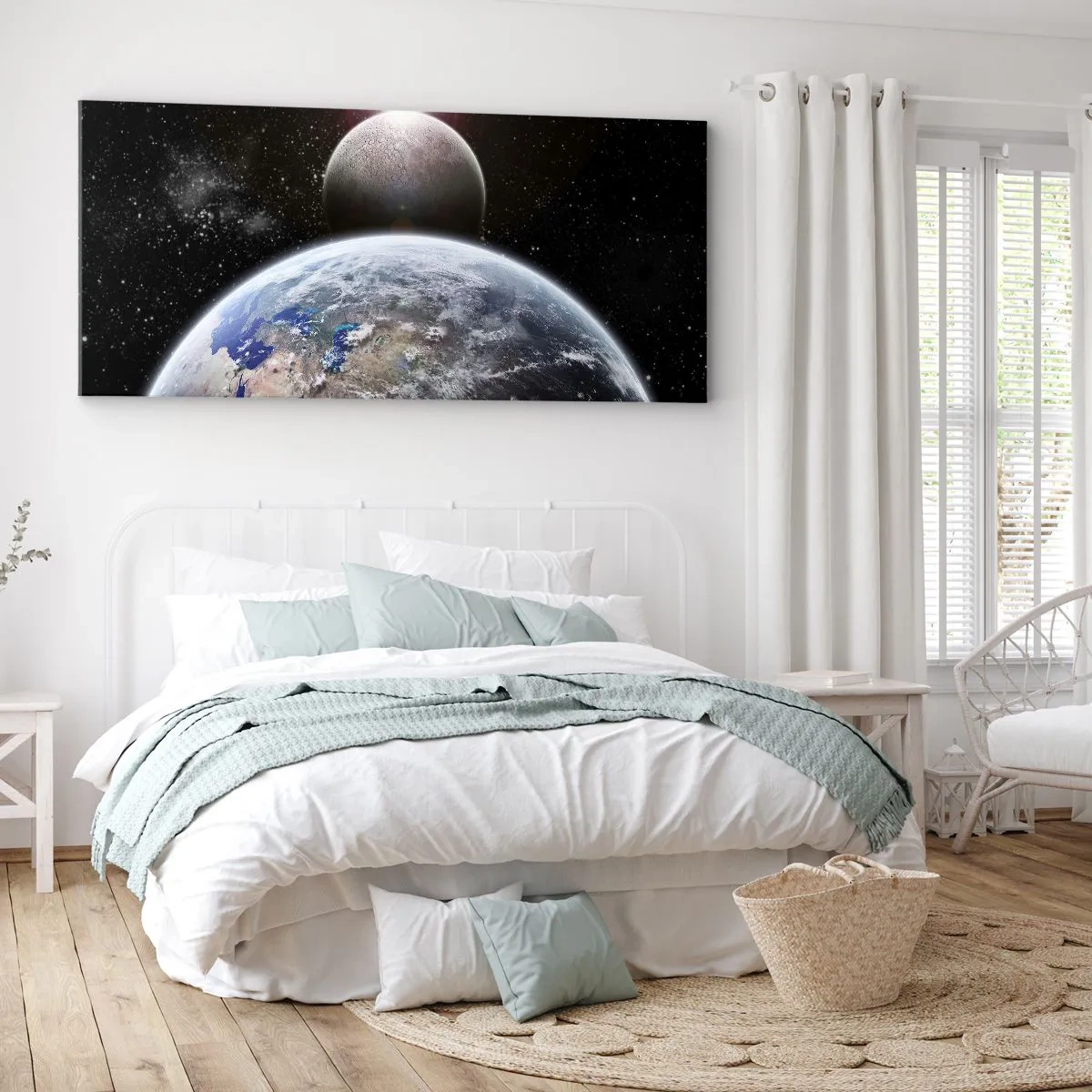 Canvastavla - Bild på duk - Rymdlandskap - soluppgång - 100x40 cm