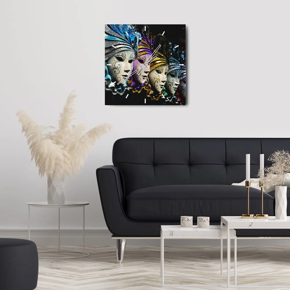 Väggklocka - Klocka på glas - Hemlighet i guld och i silver - 40x40 cm