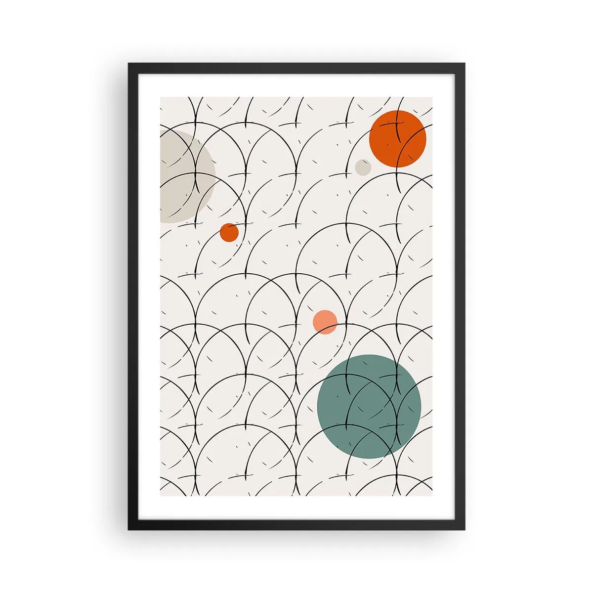 Affisch i svart ram - Modern geometrisk abstraktion med färgglada accenter - 50x70cm - I popkonstens anda - Modern väggdekoration för vardagsrum och sovrum ARTTOR
