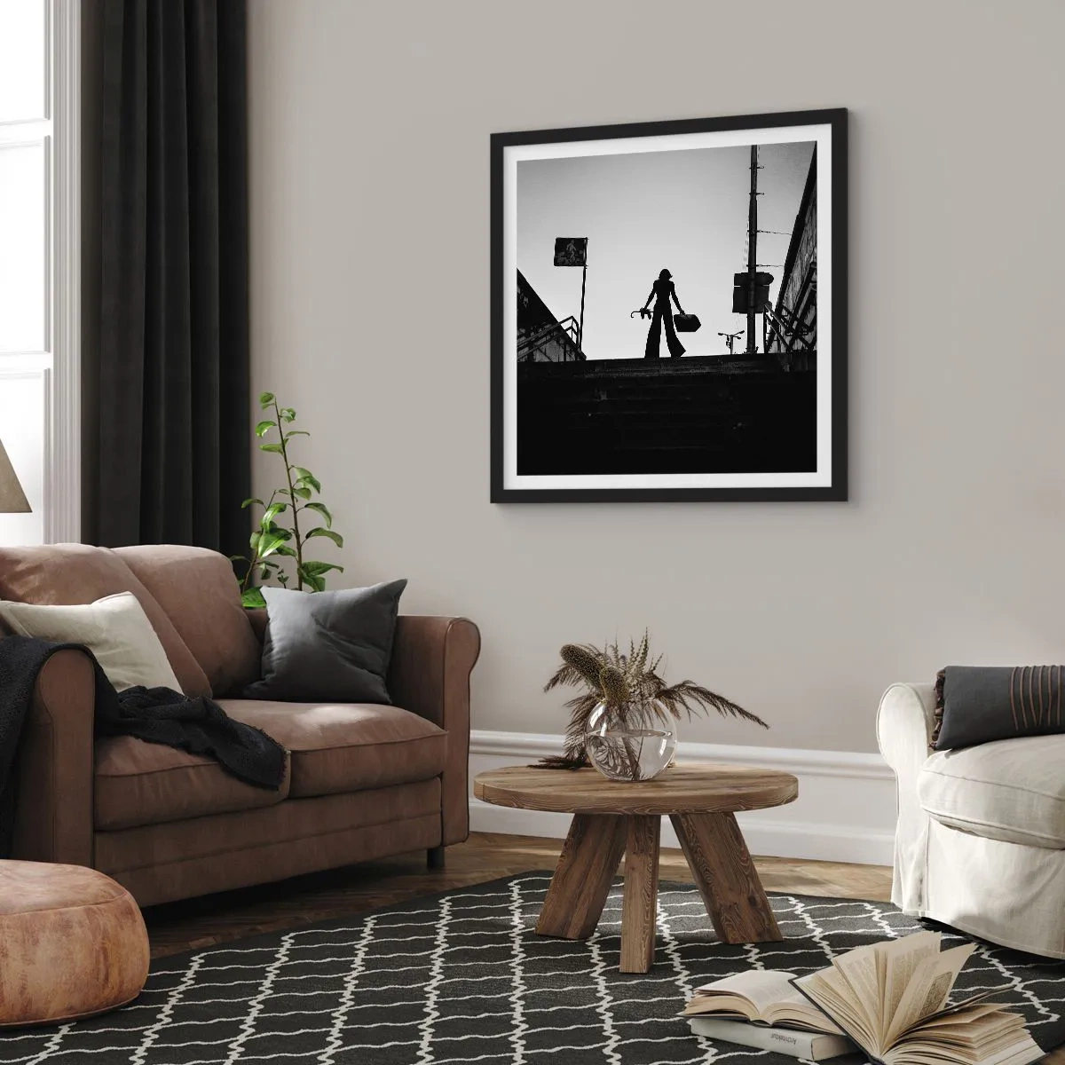 Affisch i svart ram - Stadsvandring - 30x30 cm