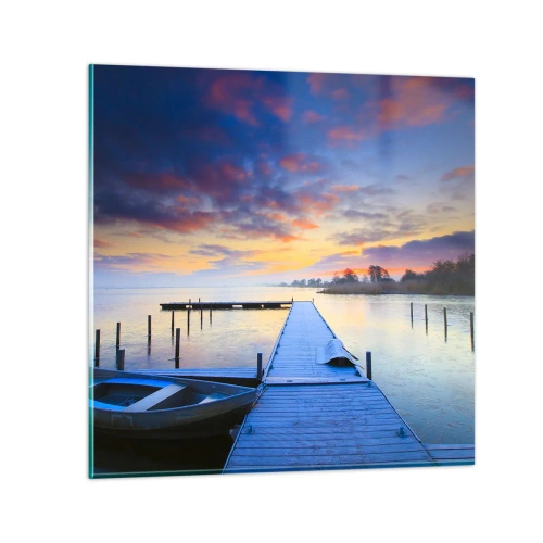 Glastavla - Bild på glas - Violet-guld ro - 50x50 cm