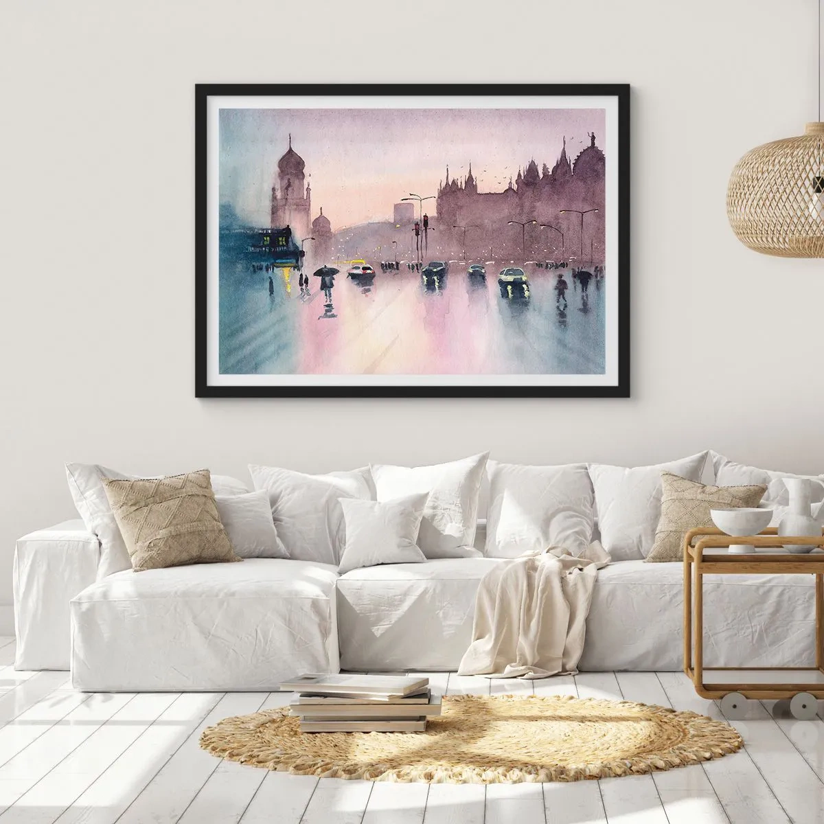 Affisch i svart ram - I regnig dimma - 100x70 cm
