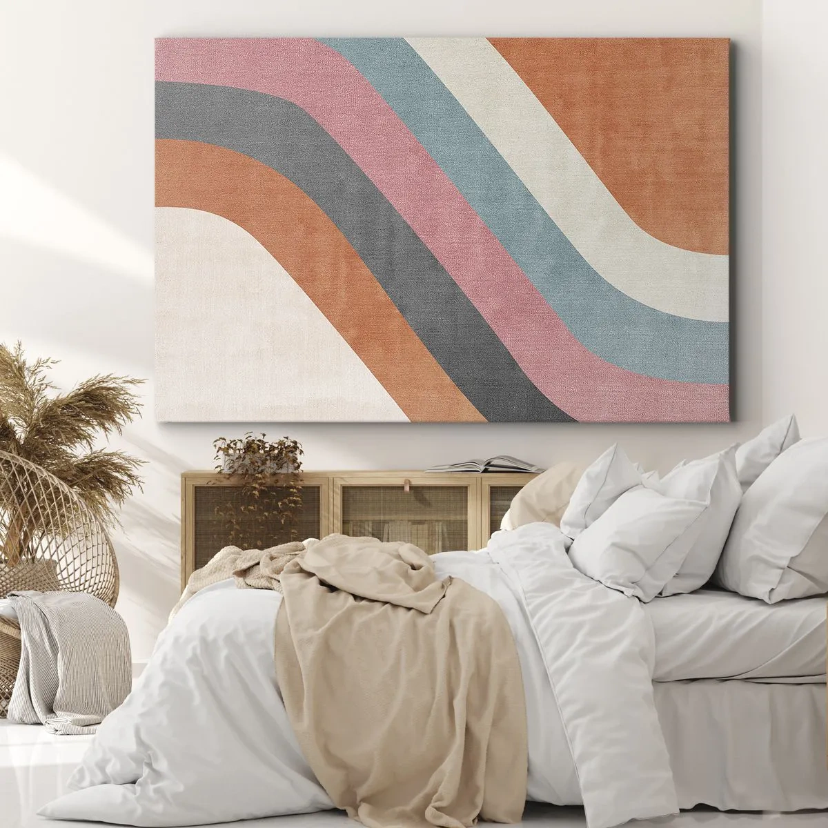 Canvastavla - Bild på duk - Färgglada retroränder - 70x50cm - Diagonal komposition - rörelse - Modern väggdekoration för vardagsrum och sovrum ARTTOR