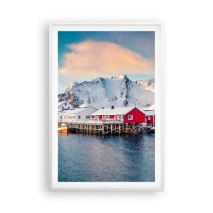 Affisch i vit ram - Nordligt gömställe - 61x91 cm