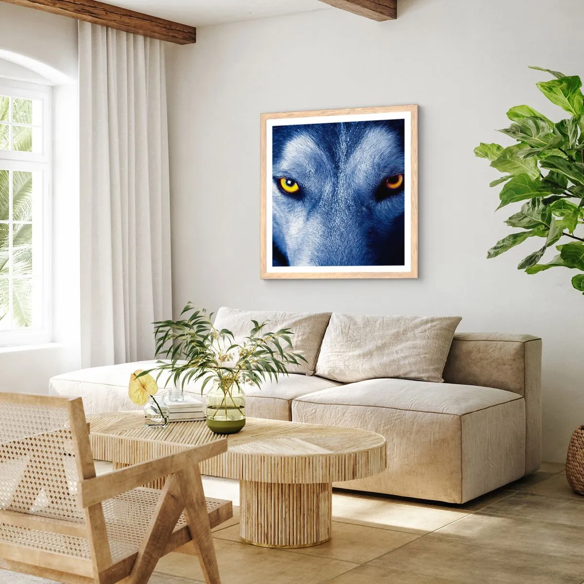 Affisch i ram av ljusek - Hypnotiserade titt - 50x50 cm