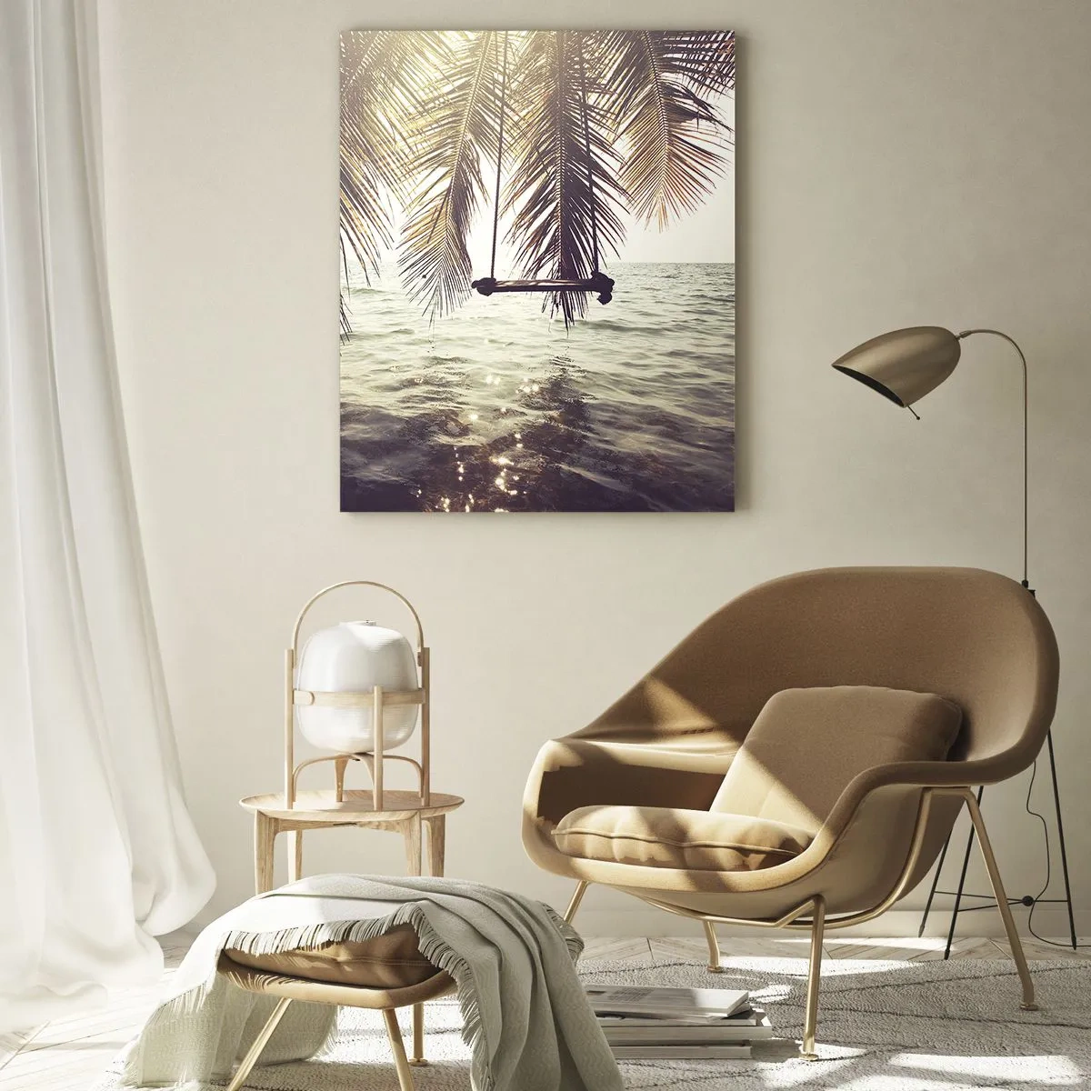 Glastavla - Bild på glas - Gunga i molnen hur mycket du vill - 50x70 cm